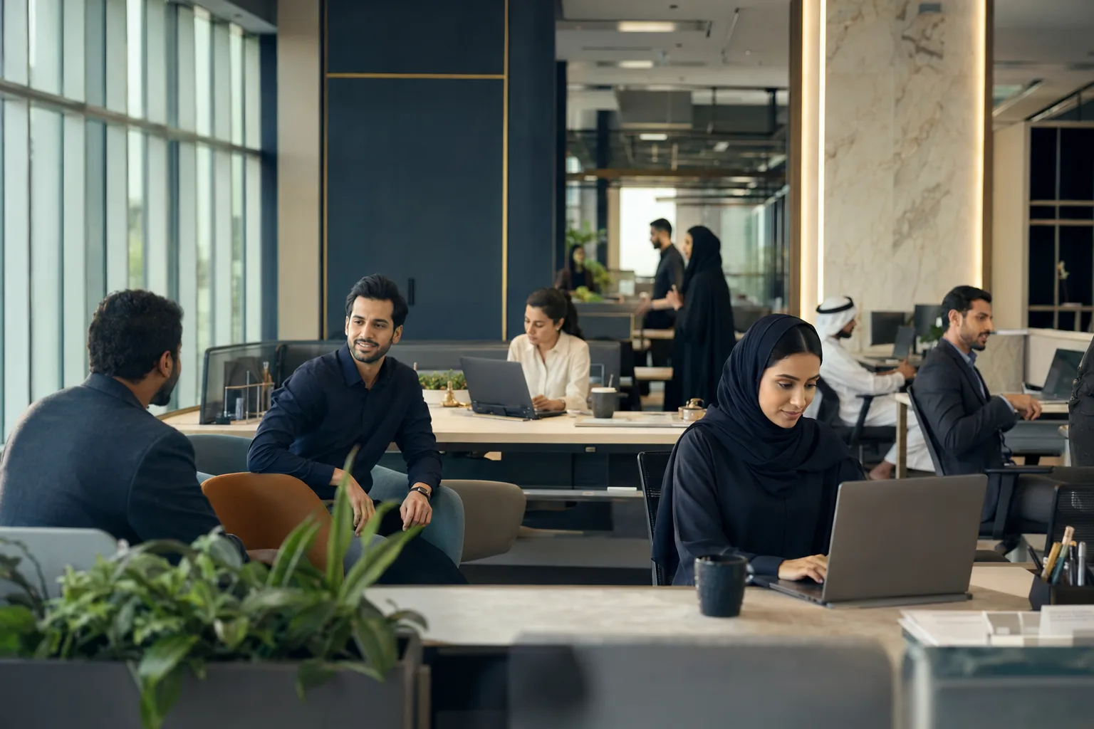 A diverse working floor mid-shift