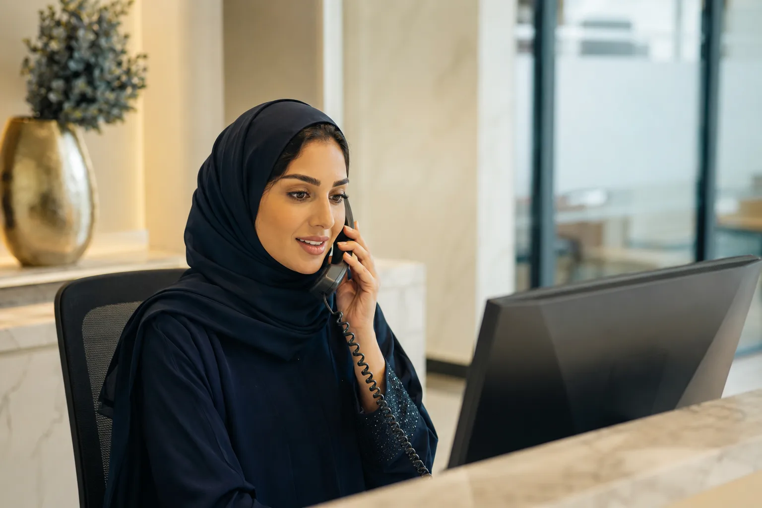 A patient access coordinator in a clean administrative setting