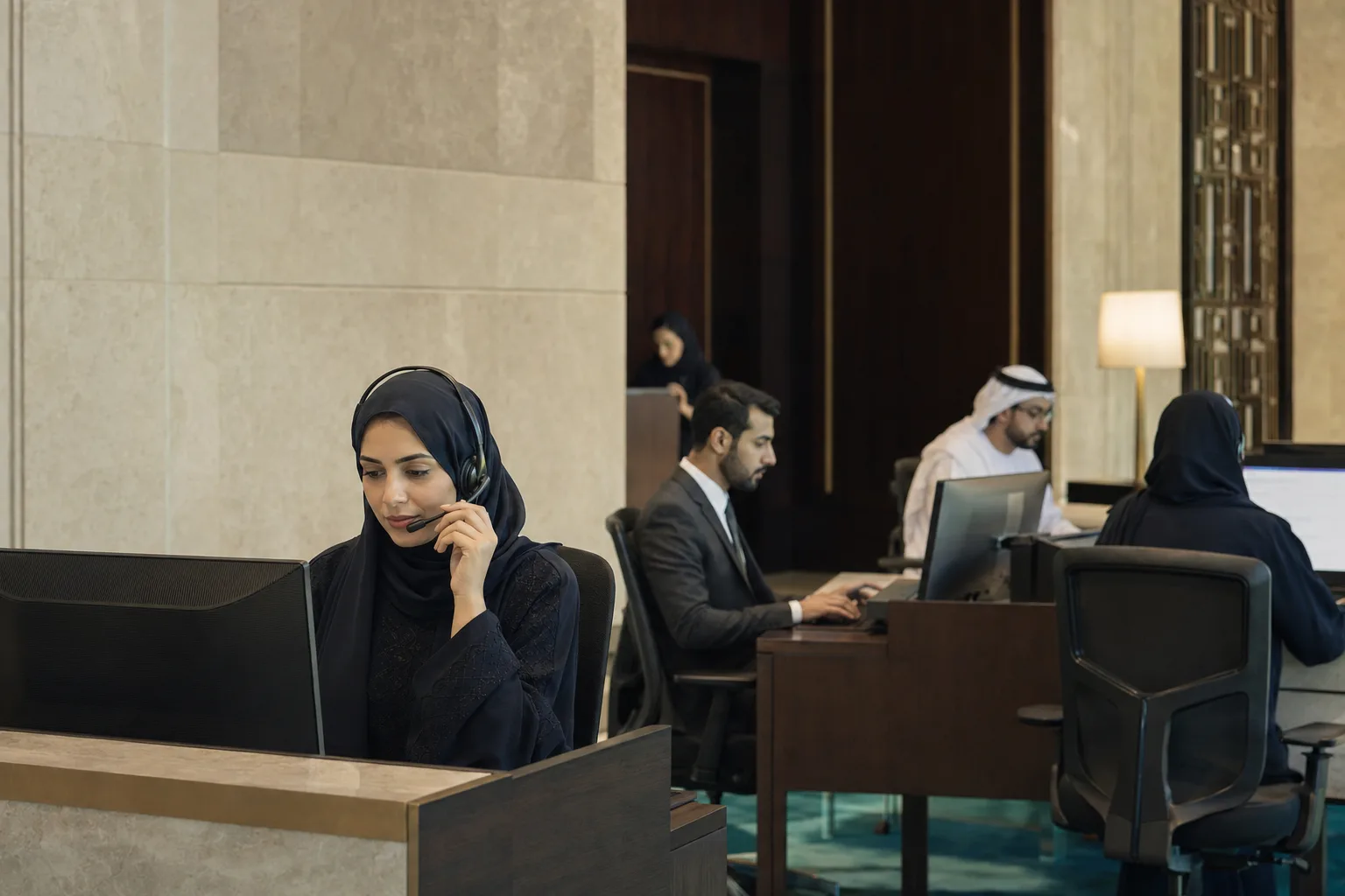 The interior of a quieter, institutional Abu Dhabi operations space